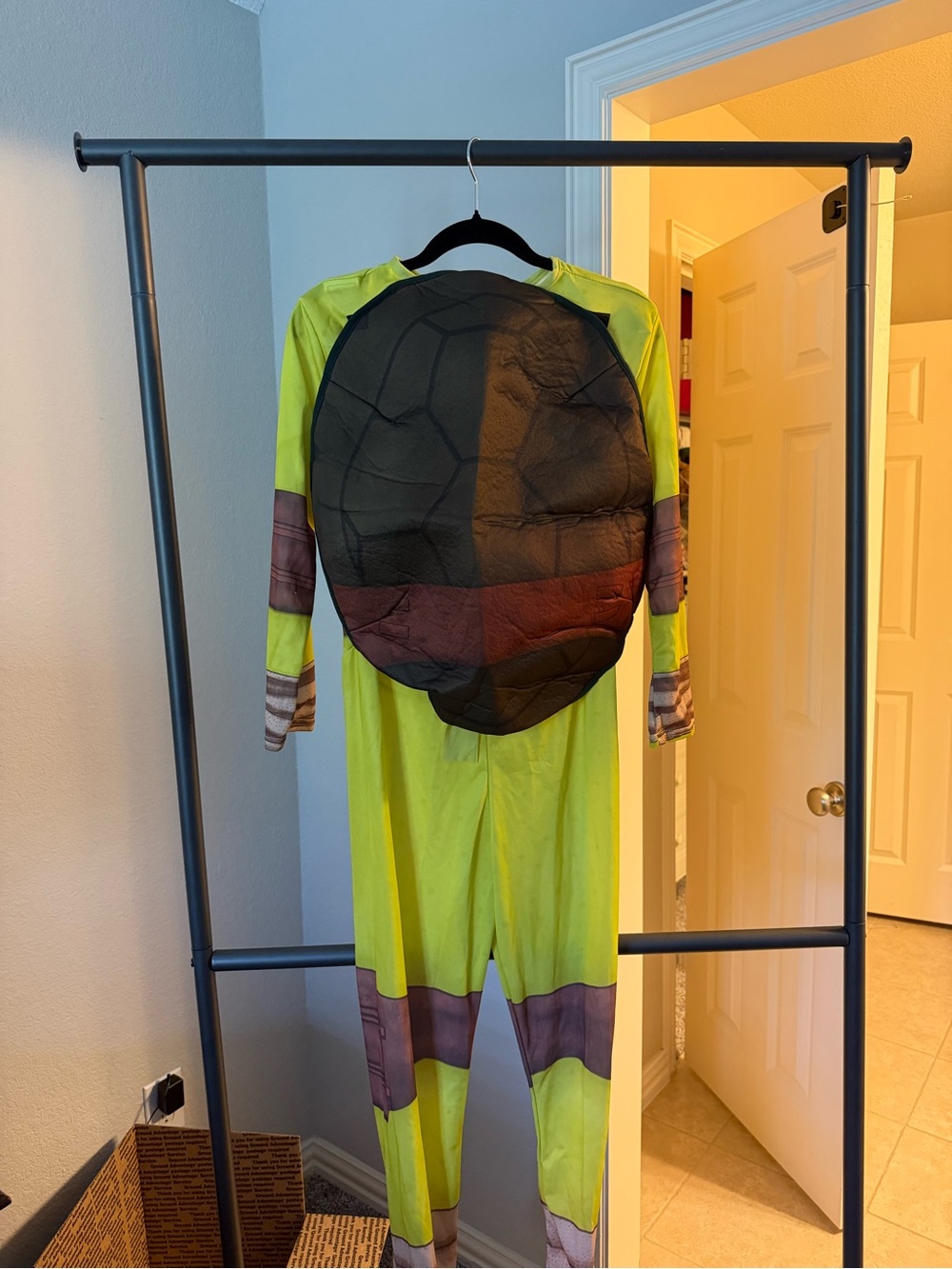Men’s Neon Green Ninja Turtle Costume with Printed Details